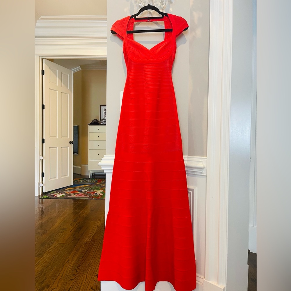 Herve Leger, red gown, never worn, xx-small